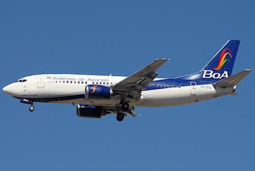 Déroutement cause technique d'un avion de Boliviana