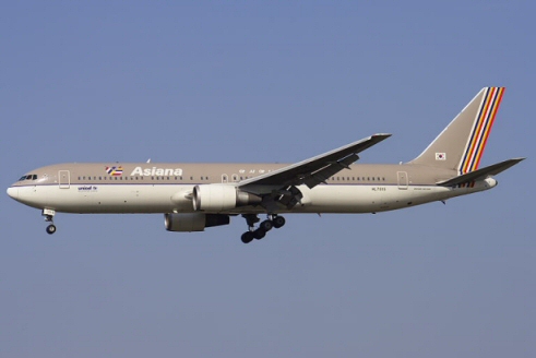 Problème de train sur un avion de Asiana Airlines