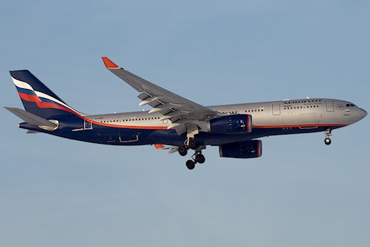 Sortie de piste au roulage d'un avion de Aeroflot