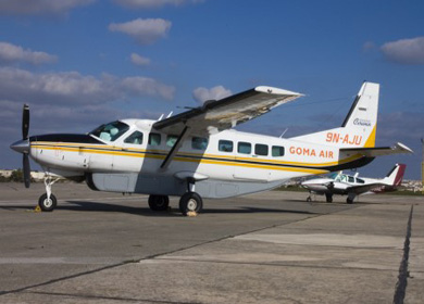 Sortie de piste au poser d'un avion de Goma Air