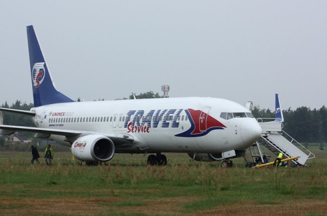 Sortie de piste au poser d'un avion de Travel Service