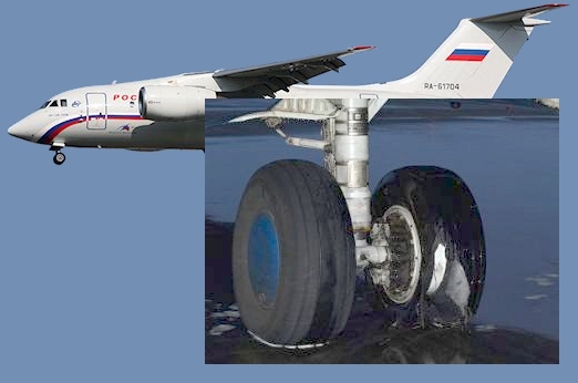 Atterrissage pneu éclaté d'un avion de Rossiya