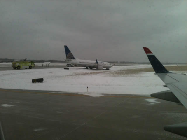 Sortie de taxiway sans gravité d'un avion de United Airlines