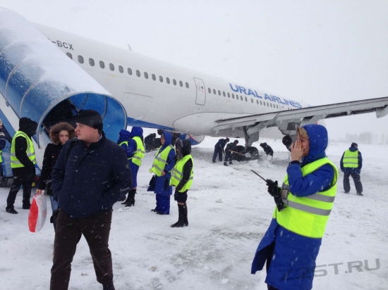 Sortie de taxiway sans gravité d'un avion de Ural Airlines