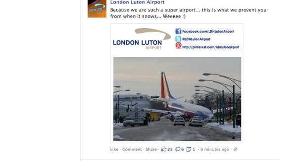 Faute de goût sur la page Facebook de l'aéroport de Luton