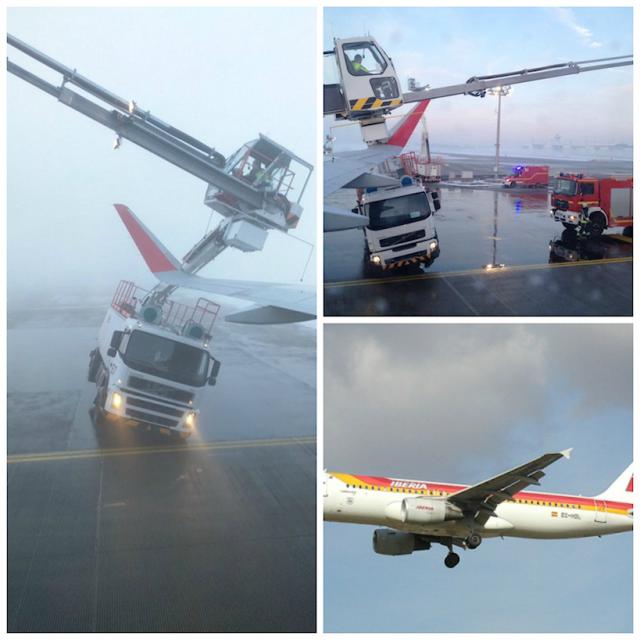 Un avion de Iberia percute deux véhicules de dégivrage