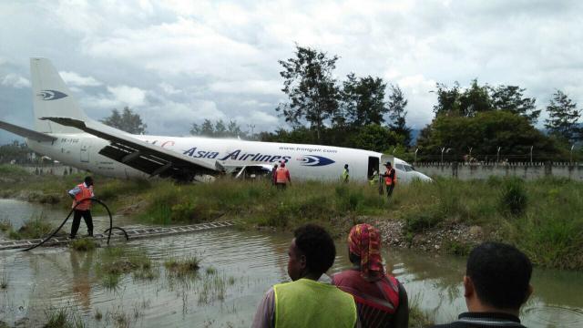 Sérieuse sortie de piste d'un avion de Tri-MG Airlines