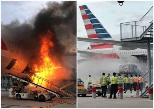 Un avion de American Airlines touché par un incendie