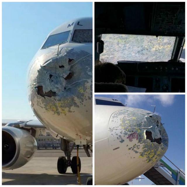 Déroutement cause dégâts de grêle d'un avion de Alitalia