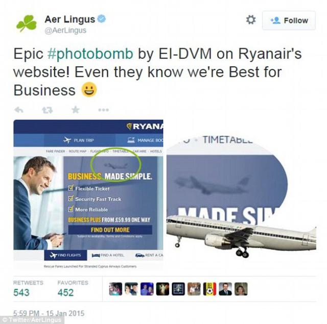 Bagarre de 'tweets-marketing' entre Ryanair et Aer Lingus