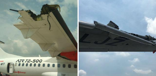 Deux avions se heurtent de l'aile sur la piste en Indonésie