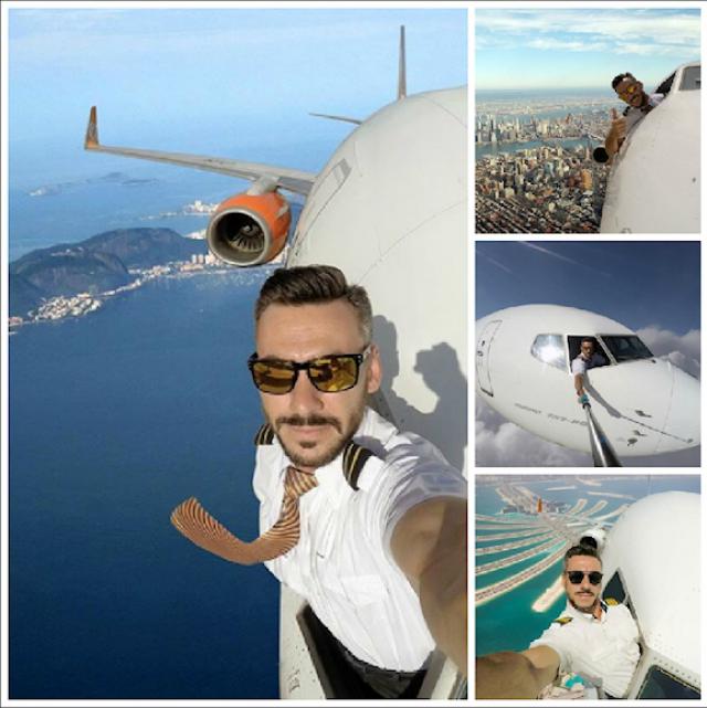 Des selfies pris en plein vol avec le pilote hors de l'avion