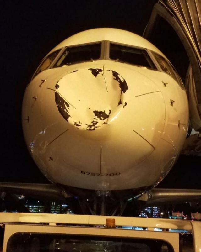 Enfoncement de radôme pour un avion de Delta Airlines