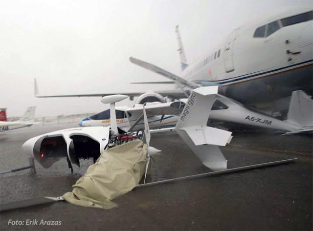 La tempête projette des avions contre un Boeing à Abu Dhabi