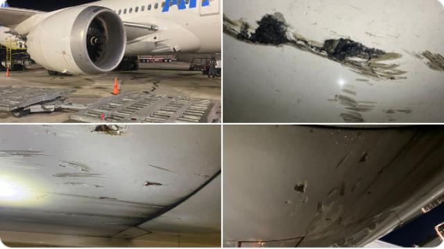 L'avion de Air Europa abîmé par des débris de piste au poser