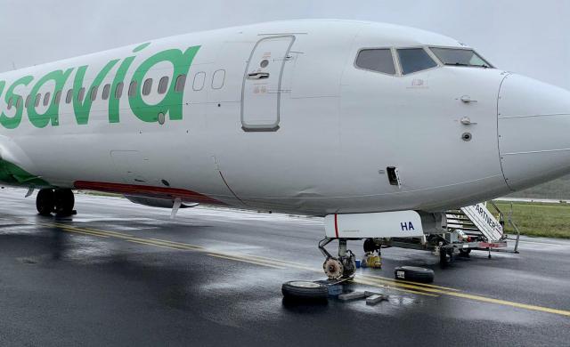 Problème de train à l'atterrissage d'un avion de Transavia