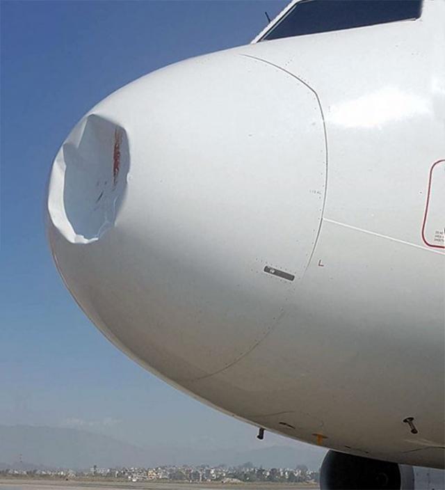 Urgence cause choc aviaire d'un avion de Nepal Airlines