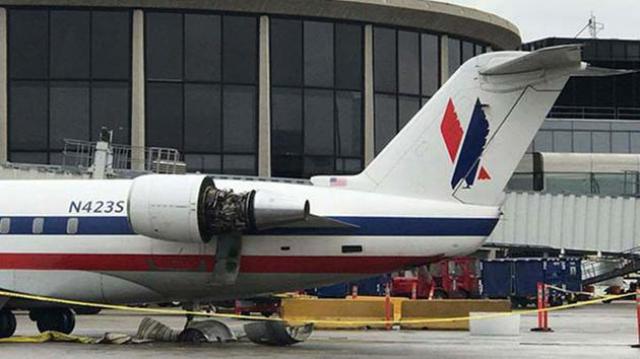 Explosion au sol sur le moteur d'un avion de American