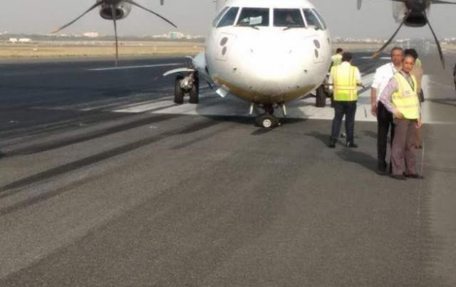 Problème de train au poser d'un avion de Jet Airways