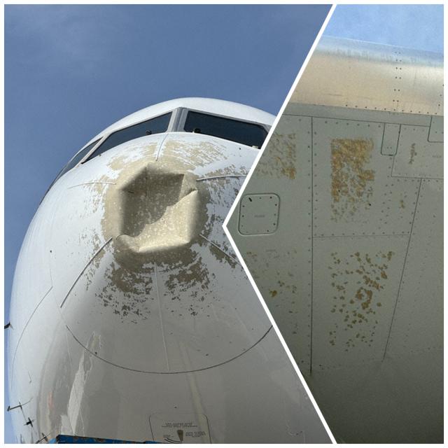 Un avion de Atlas Air traverse un nuage de grêle