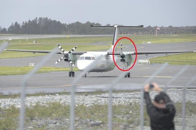 Poser sur un seul moteur d'un avion de Widerøe