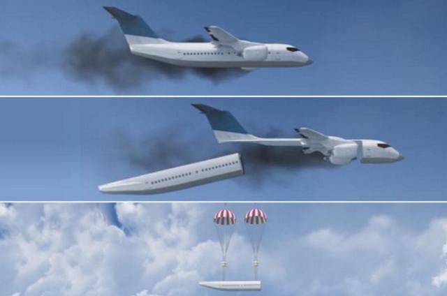 Une cabine parachutable en cas de problèmes de l'avion