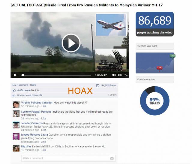 «Regardez cette vidéo qui montre le missile abattre le MH17»