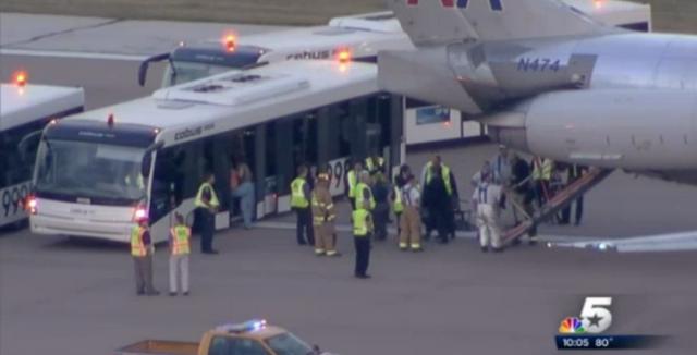 Retour cause problème de train d'un avion de American